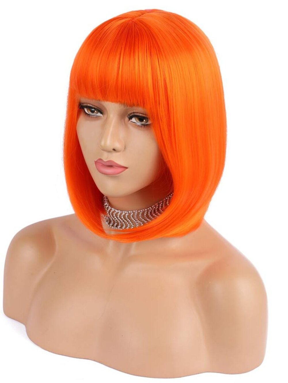 Short Bob Wig - 12" Orange Synthetic